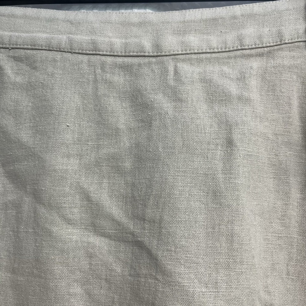 J.Crew Linen Blend Neutral Beige Faux Wrap Midi Skirt Minimalist Large - Picture 3 of 8